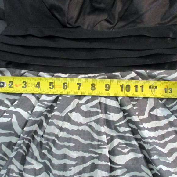 SNAP STRAPLESS Silver/Black Zebra PADDED Top SZ3 zipper back with pockets DRESS - Picture 8 of 12